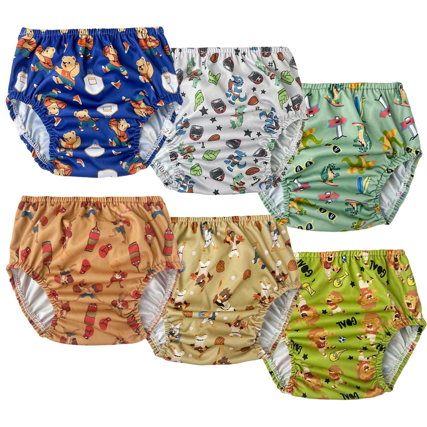 BISENKID 6 Packs Rubber Pants for Toddlers Rubber Training Pants for Toddlers Good Elastic Waterproof Diaper Cover Boy 5t