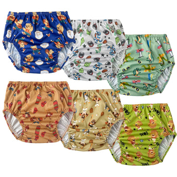 BISENKID 6 Packs Rubber Pants for Toddlers Rubber Training Pants for Toddlers Good Elastic Waterproof Diaper Cover Boy 5t