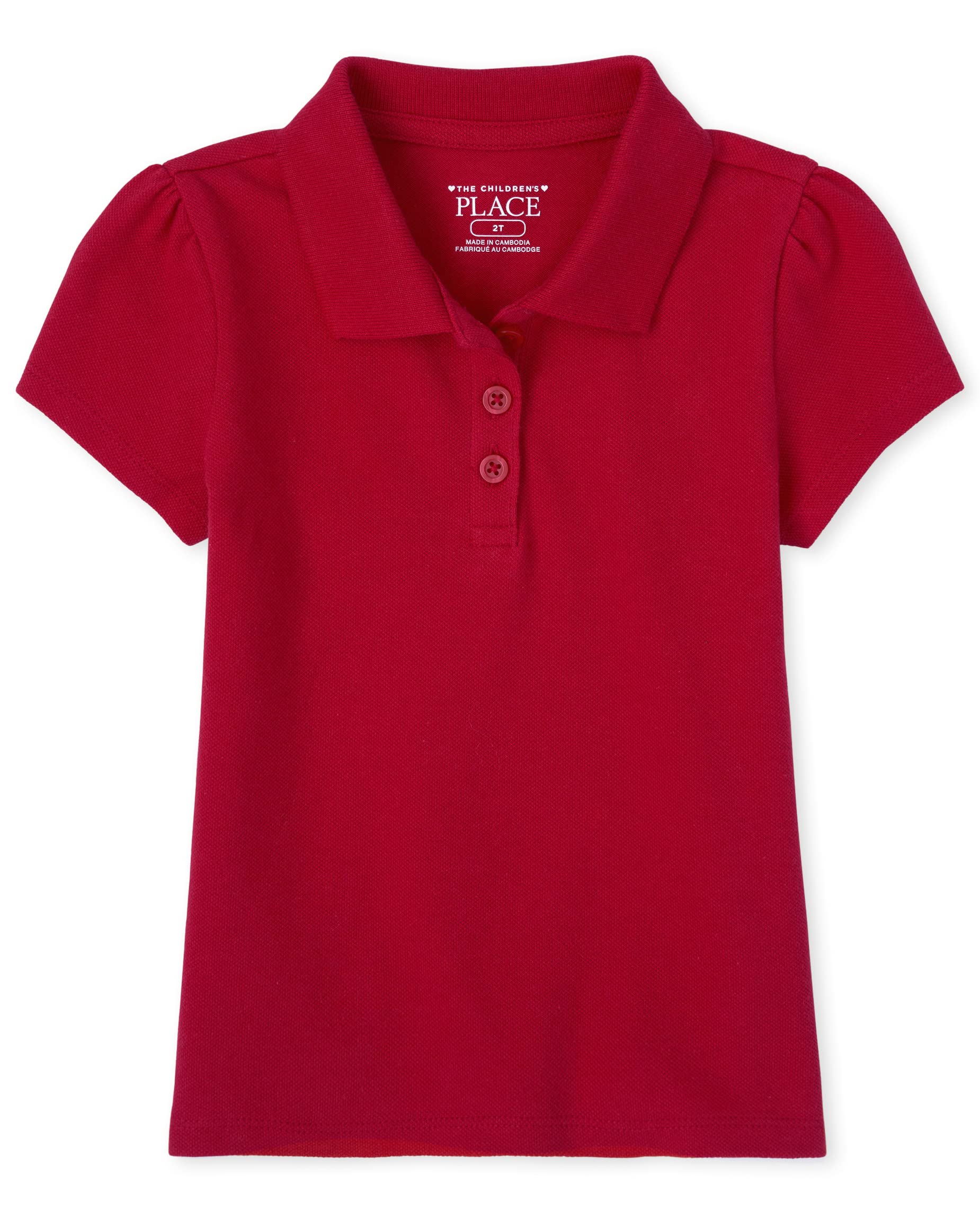 The Childrens Place girls And Toddler Short Sleeve Pique Polo Shirt, Ruby, 2T US