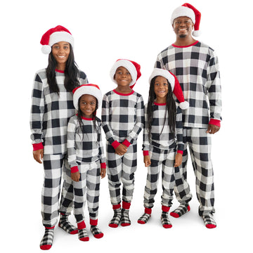 The Children'S Place Baby Toddler 2 Piece Family Matching, Plaid Thermal Pajamas Sets, Black/White Check, 12-18 Months