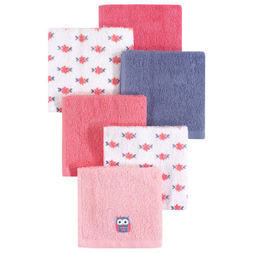 Hudson Baby Unisex Baby Super Soft Cotton Washcloths, Girl Owl, One Size