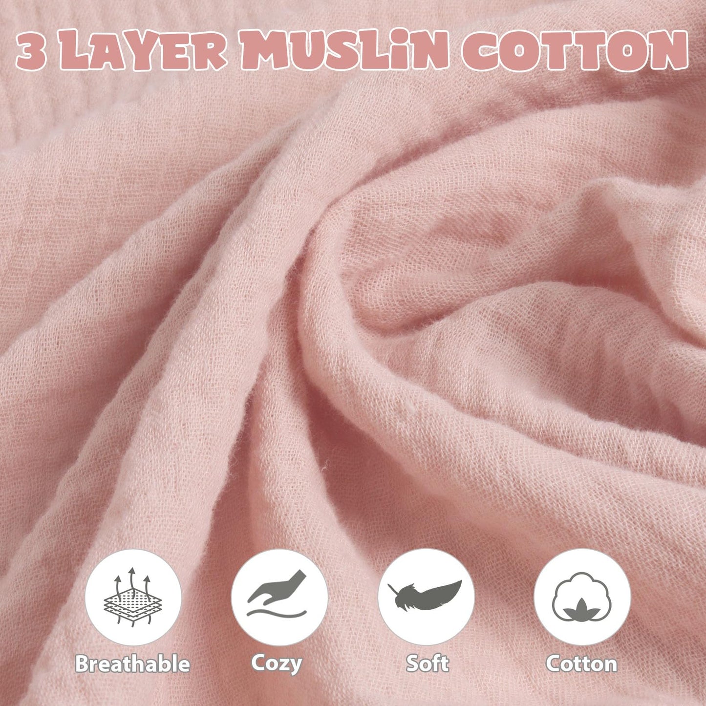 Boryokun Muslin Car Seat Cover For Babies, Multi-Use Nursing Cover, Breathable Infant Car Seat Canopy For Newborn (Pink)