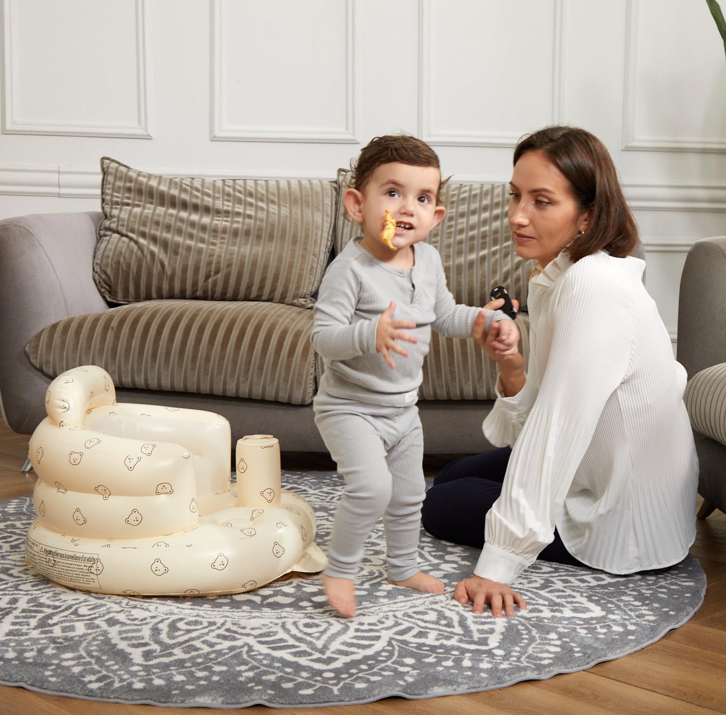 Baby Inflatable Seat For Babies 3-36 Months, Built In Air Pump Infant Back Support Sofa Toddler Chair For Sitting Up, Baby Floor