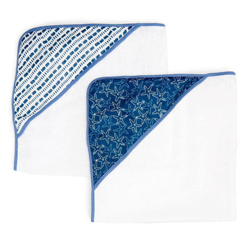 Spasilk Baby 2 Pack Soft Terry Towel With Muslin Printed Hood