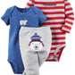 Carter'S Baby Boys 3 Pc Back Art 126G422, Heather, 3M