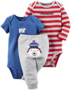 Carter'S Baby Boys 3 Pc Back Art 126G422, Heather, 3M