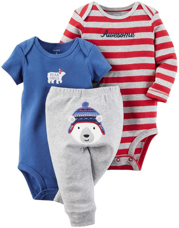 Carter'S Baby Boys 3 Pc Back Art 126G422, Heather, 3M