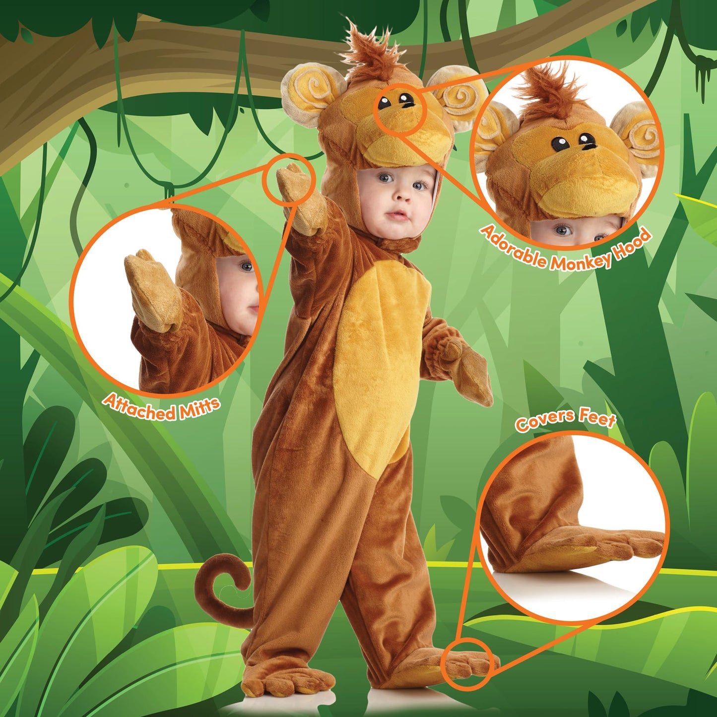 Toddlers Cute Monkey Costume for Halloween and Dress Up - Monkey