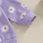 Ciycuit 3Pcs Baby Girl Fall Outfits Daisy Sweatshirt + Pants + Headband Infant Fall Winter Clothes Purple 2-3T