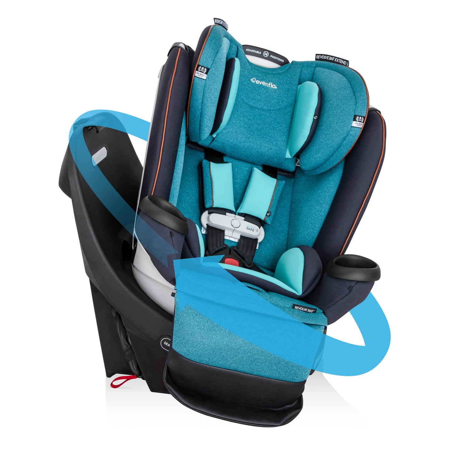 Evenflo Gold Revolve360 Extend All-In-One Rotational Car Seat With Sensorsafe (Sapphire Blue)