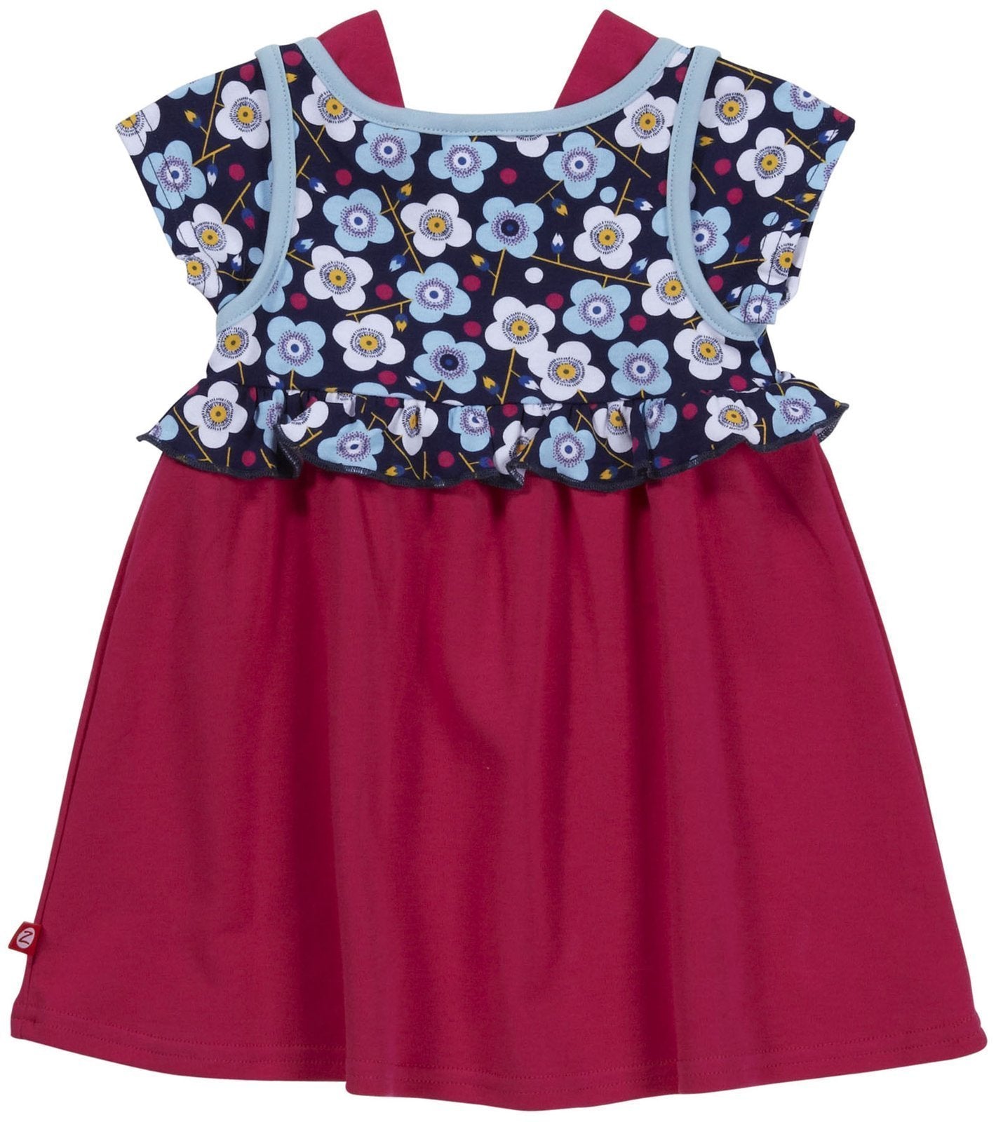 Zutano Blaue Blumen Ruffle Dress (Baby) - Navy-6 Months