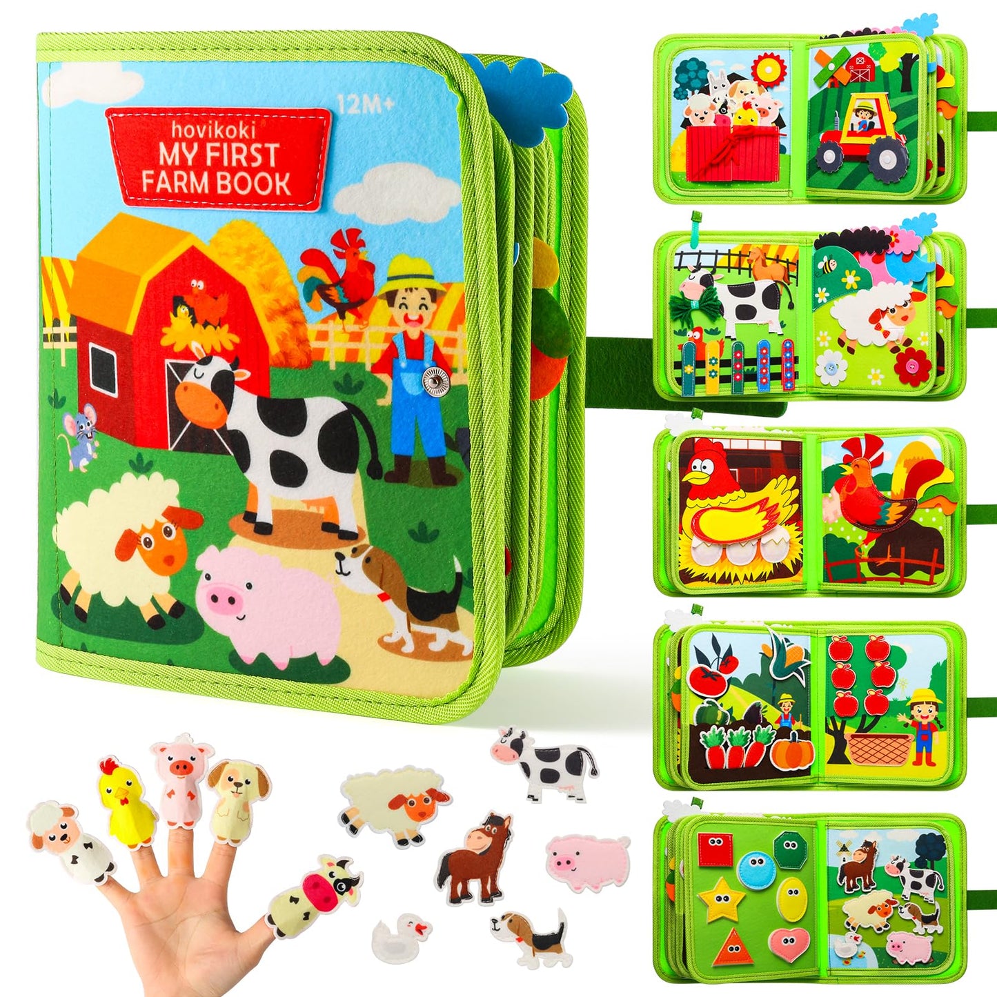 hovikoki Busy Book for Toddlers 1-3, Montessori Toys Busy Board for 1 Year Old, Educational Quiet Activity Book Boy Girl Christm