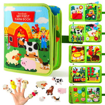 hovikoki Busy Book for Toddlers 1-3, Montessori Toys Busy Board for 1 Year Old, Educational Quiet Activity Book Boy Girl Christm