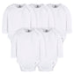Gerber Unisex Baby Long Sleeve Solid Onesies Multi-Pack Interlock 180 Gsm, White