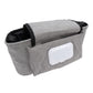 Stroller Cup Holder Storage Bag, Large Capacity Adjustable Stroller Organizer Wearable Space Saving for Diaper for Outdoor (Grey