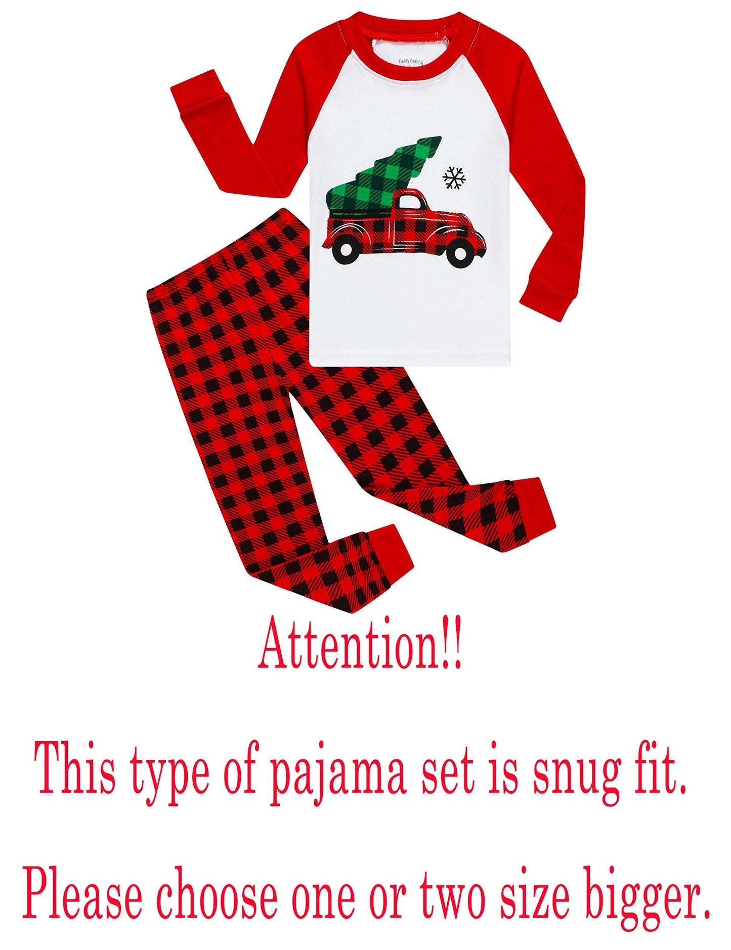 Family Feeling Baby Girls Boys Long Sleeve Pickup Truck Christmas Tree Plaid Pajamas Sets 100% Cotton Pyjamas Toddler Infant Kid