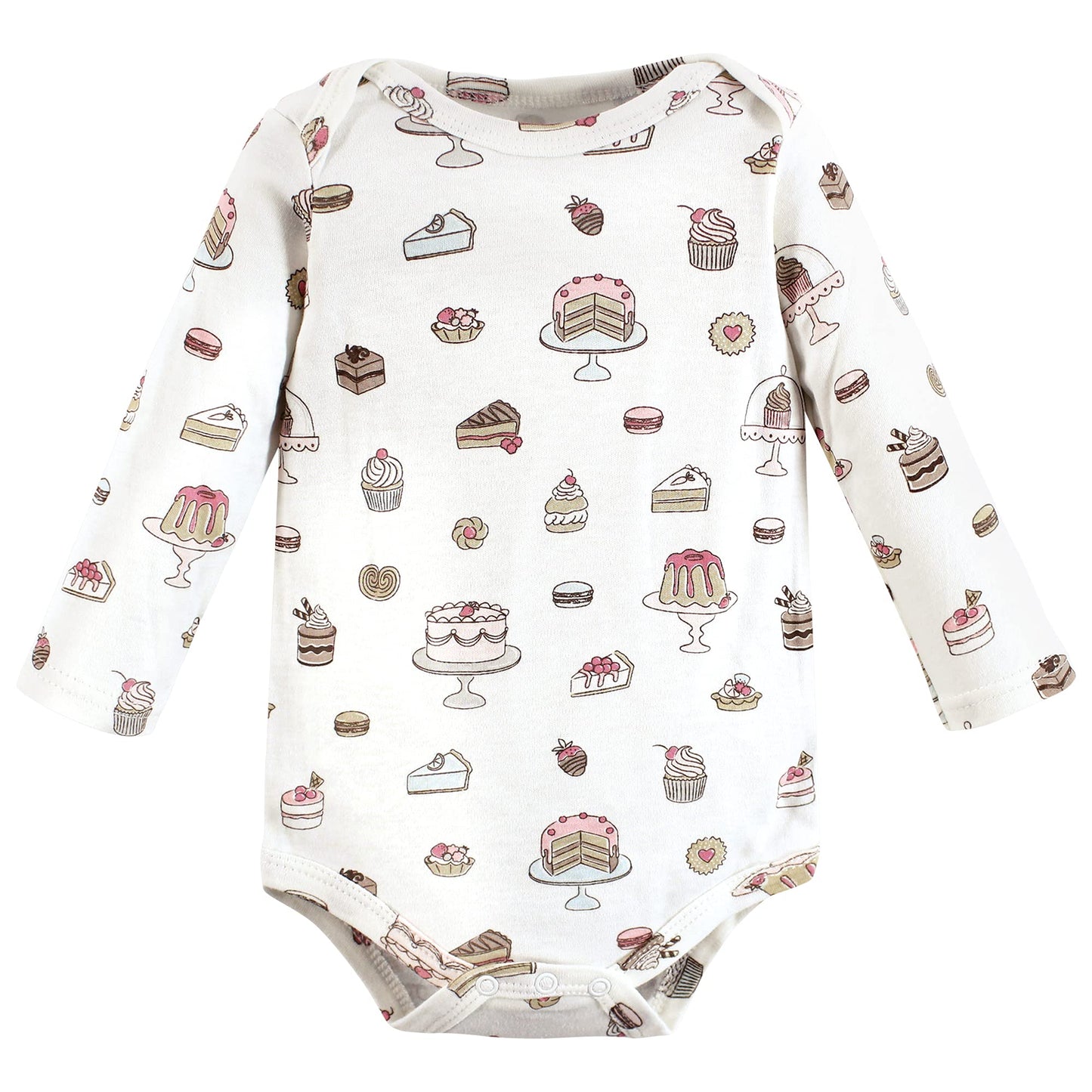 Hudson Baby Unisex Baby Cotton Long-Sleeve Bodysuits Sweet Bakery 3-Pack, 9-12 Months