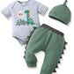 Renotemy Baby Boy Summer Clothes Short Sleeve New To The Crew Toddler Boy Clothes Outfits Dinosaur Boy Outfits 12-18 Months