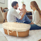 Badger Basket Wicker-Look Woven Baby Moses Changing Basket With Pad And Cover - Light Brown/Ecru