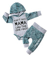 Fommy Baby Boy Clothes 3-6 Months Aint No Mama Like The One I Got Boy Clothes+Little Man Stripe Long Pants 2Pcs Infant Boy Outfi