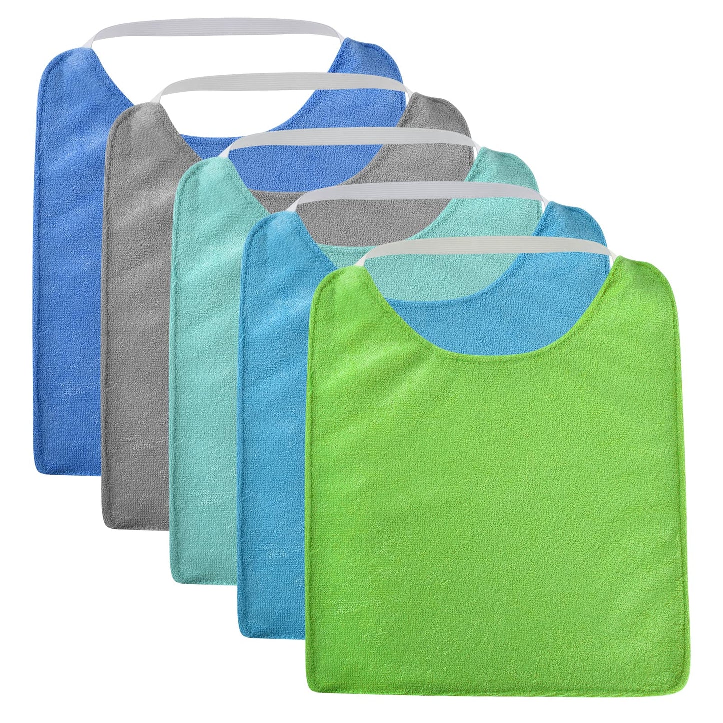 Vicloon Baby Bibs, 5Pcs Terry Bib Set, Baby Bibs For Boys, Girls, Terry Drool Cotton Bibs Waterproof Protection, Adjustable Elas