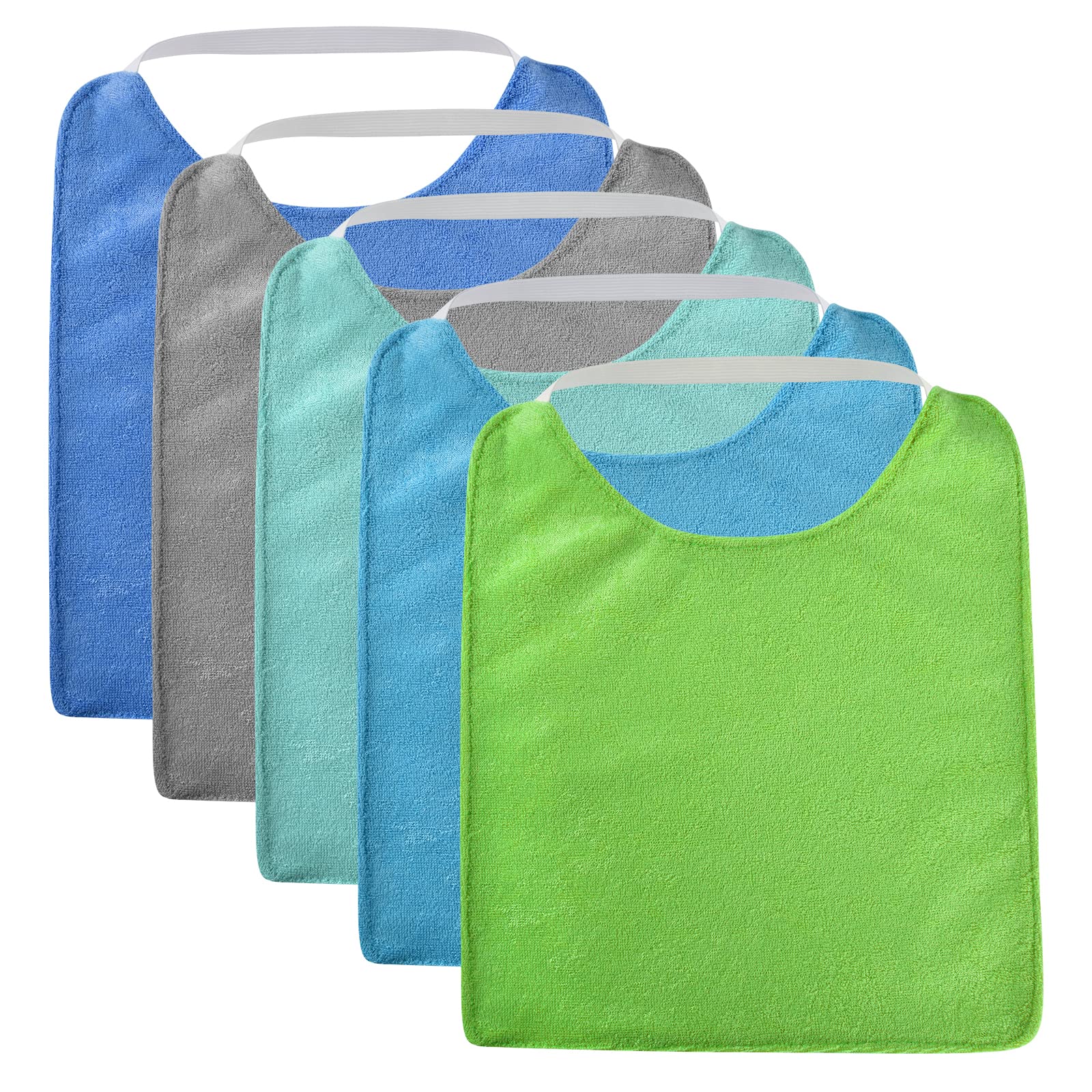 Vicloon Baby Bibs, 5Pcs Terry Bib Set, Baby Bibs For Boys, Girls, Terry Drool Cotton Bibs Waterproof Protection, Adjustable Elas