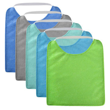 Vicloon Baby Bibs, 5Pcs Terry Bib Set, Baby Bibs For Boys, Girls, Terry Drool Cotton Bibs Waterproof Protection, Adjustable Elas