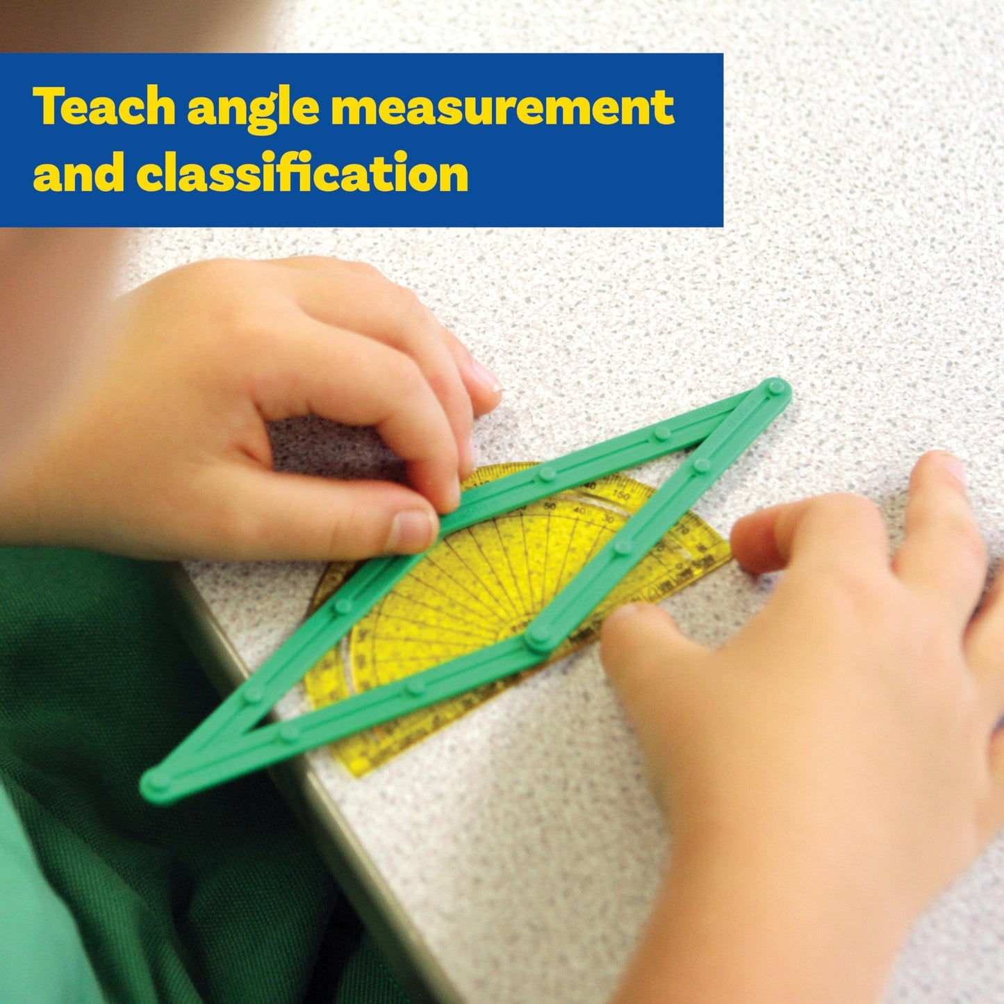 LEARNING ADVANTAGE GeoStix Basic Set - 80 Construction Sticks - 24 Activity Cards - 2 Protractors - Build 2D Shapes and Measure
