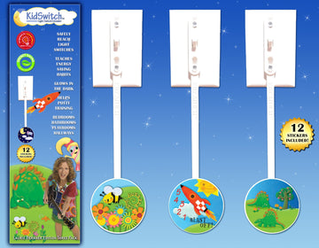 Kidswitch Lightswitch Extension For Toddlers - Laurie Berkner Edition - 3 Count - Includes 12 Themed Art Decals - Multi-Award Wi
