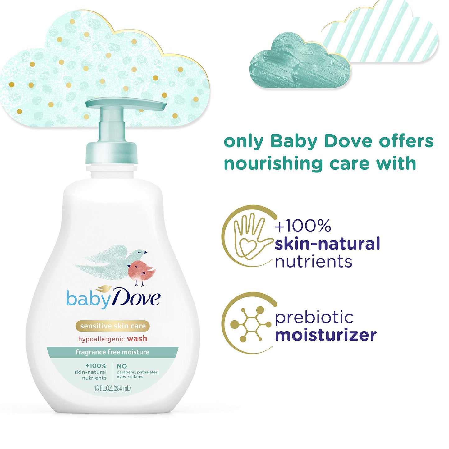 Baby Dove Sensitive Skin Care Baby Wash For Baby Bath Time Fragrance Free Moisture Fragrance Free And Hypoallergenic, Washes Awa