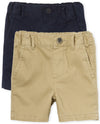 The Children'S Place Baby Boys And Toddler Stretch Chino Shorts, Flax/New Navy 2-Pack, 4T Us