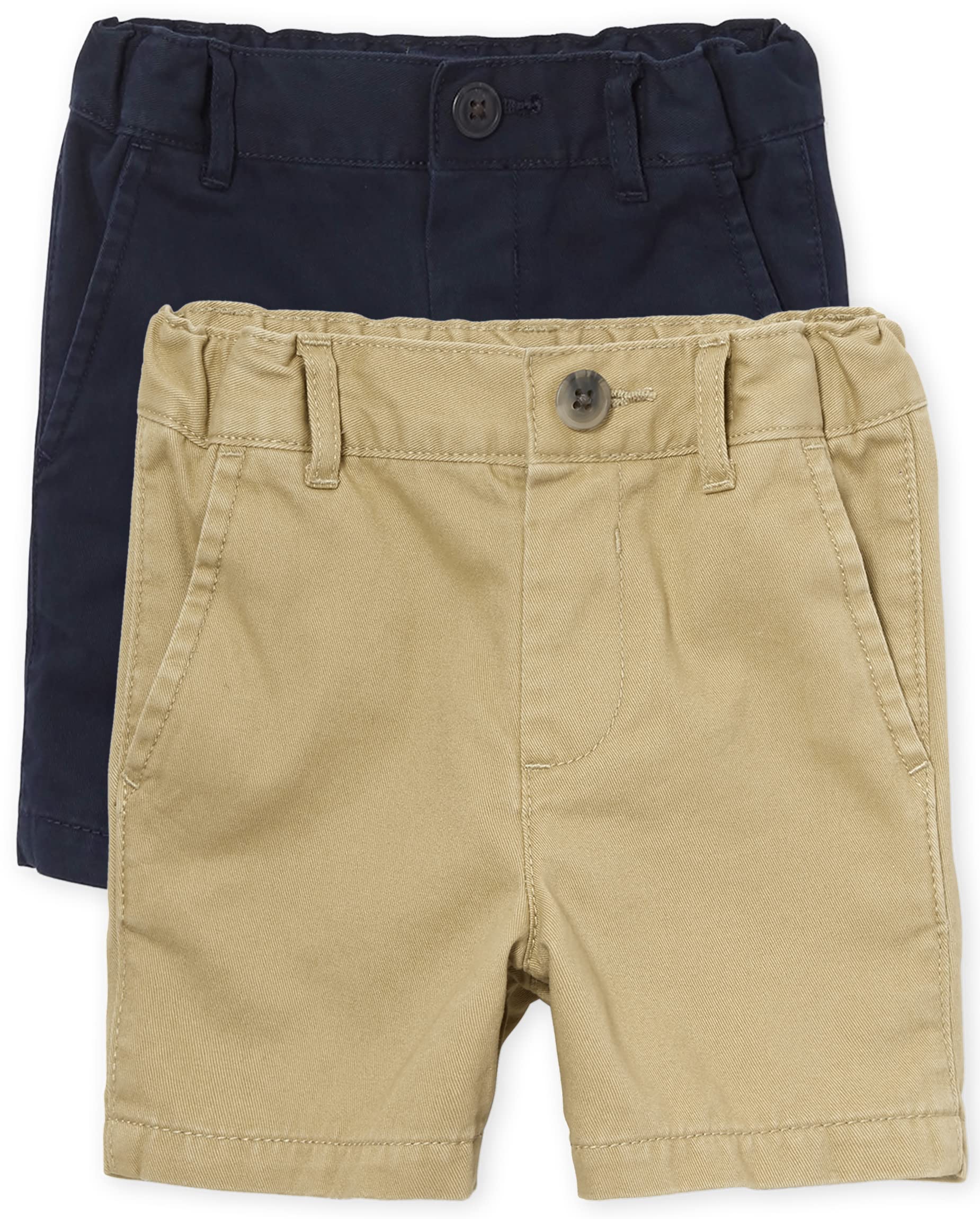 The Children'S Place Baby Boys And Toddler Stretch Chino Shorts, Flax/New Navy 2-Pack, 5T Us