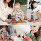 OESSUF 16pcs Extra-Large Wooden Stacking Rocks - Safe Montessori Toys for 1-3 Year Old, Waldorf Wooden Blocks for Toddlers 1-3,