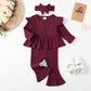 18 Months Girl Clothes Toddler Girl Outfits Long Sleeve Ruffle Shirt Cotton Solid Pant Set Baby Gifts Fall 18-24 Months Girl Clo