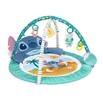 Bright Starts Disney Baby Stitch Party in Paradise Play Gym & Mat, Includes 5 Take Along Toys with Removable Stich Plush, Ages 0
