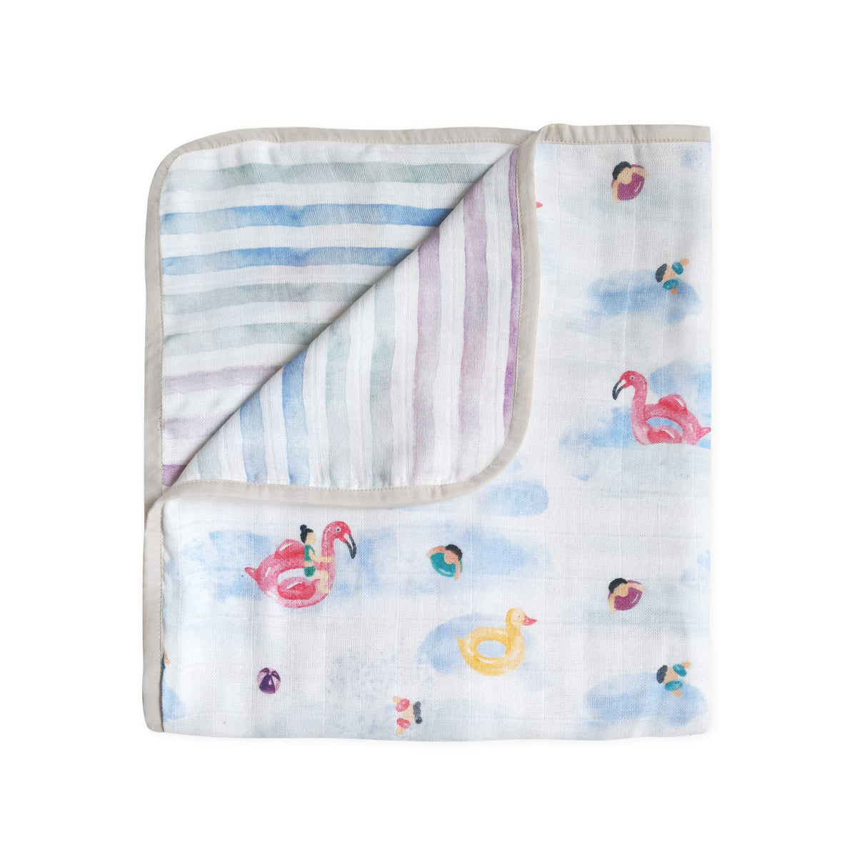 Masilo Bamboo Muslin Modern Newborn Baby Blanket, Sustainable, Unisex/Pool Floaties/,Summer Baby Essentials, Pack of 1, Blue