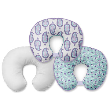 Bacati - Paisley Hugster Nursing Cover Ultra-Soft 100% Cotton Fabric In A Fashionable Two-Sided Design (Lilac/Purple/Aqua, Pillo