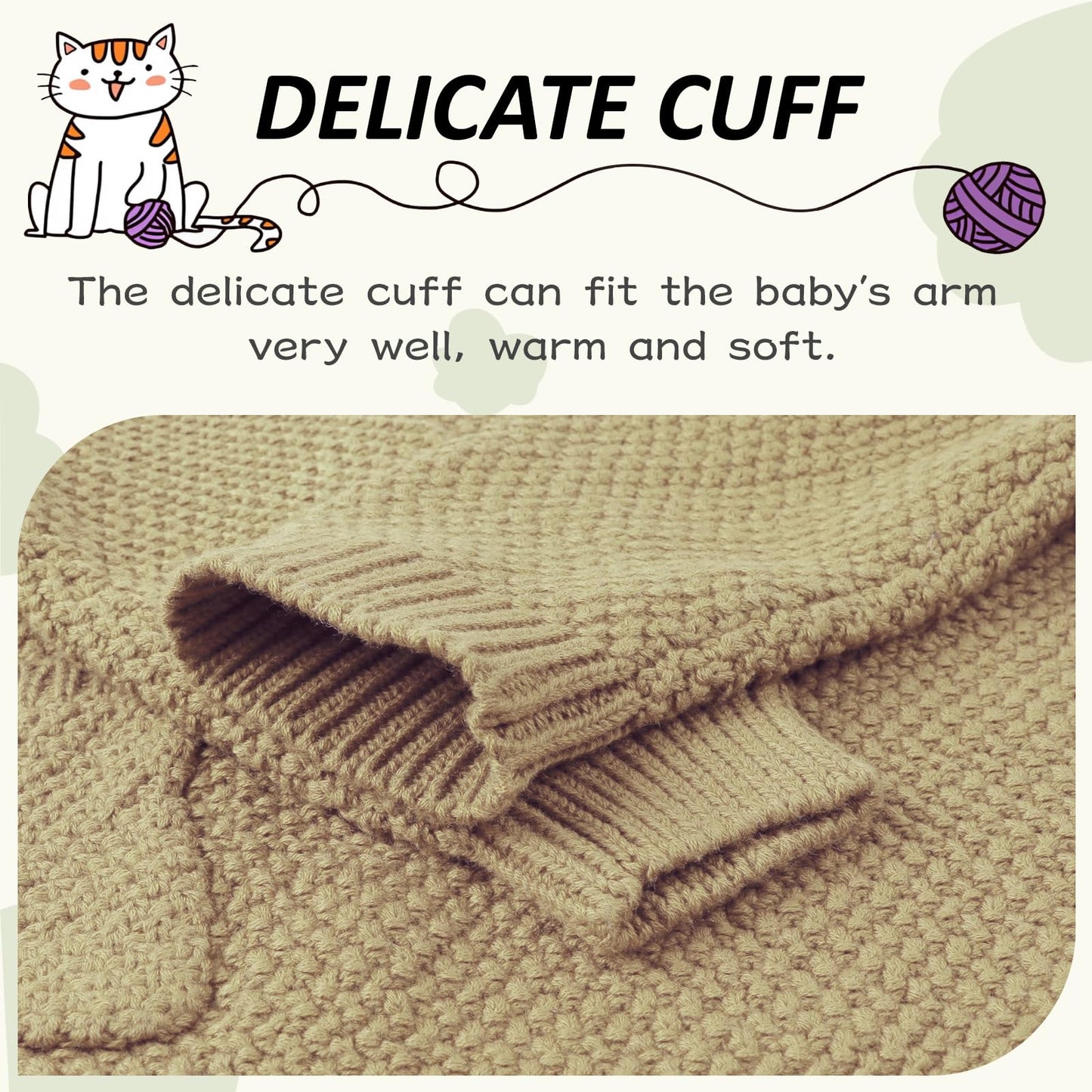 Peecabe Toddler Baby Girl Boy Cable Knit Sweater Cotton Infant Pullover Crewneck Long Sleeve Sweatshirt Fall Winter (2T, Khaki)