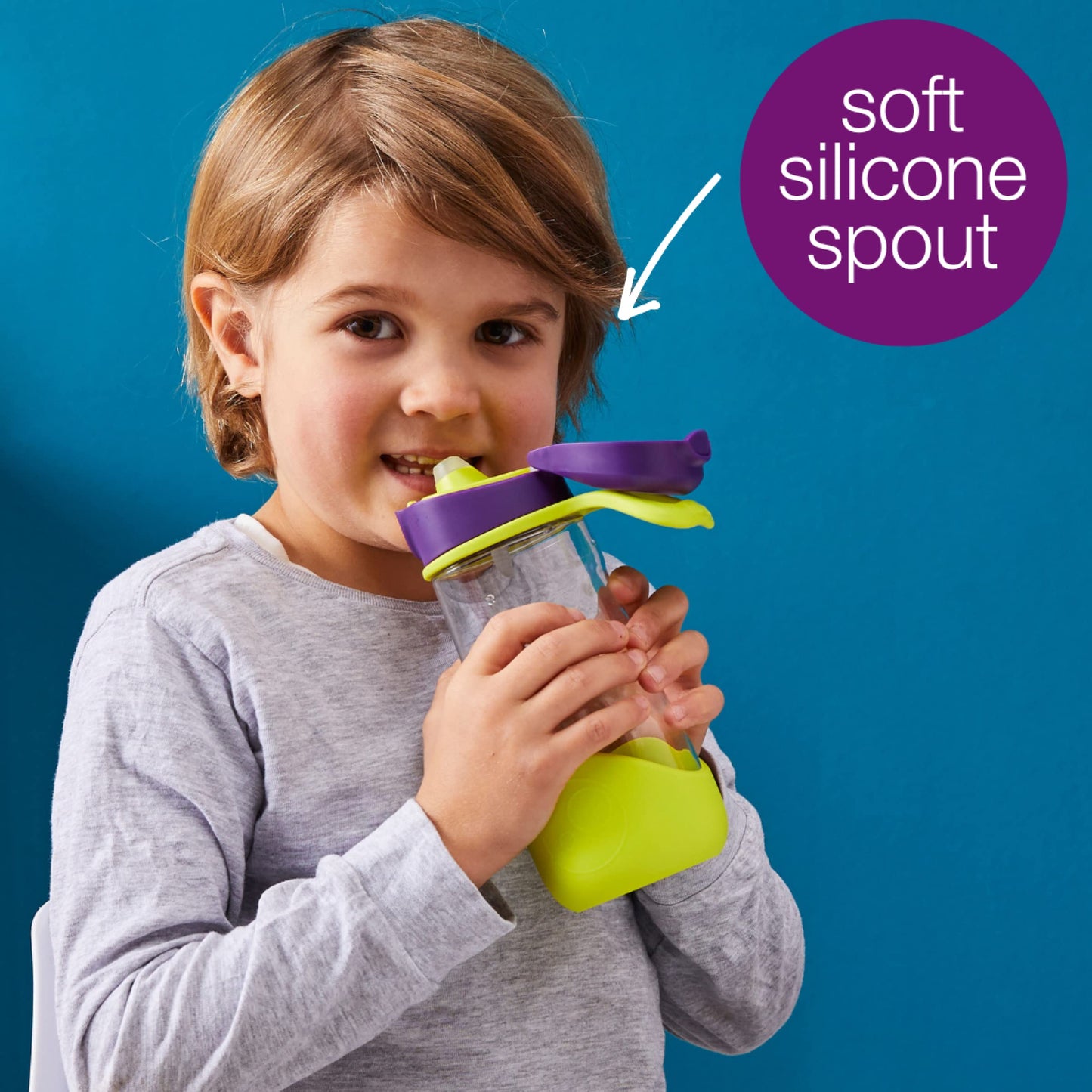 B.Box 15Oz Sport Spout Bottle: Kids Water Bottle With Durable Tritan. Silicone Spout With Flip Top Lid, Leak Proof, Spill Proof,