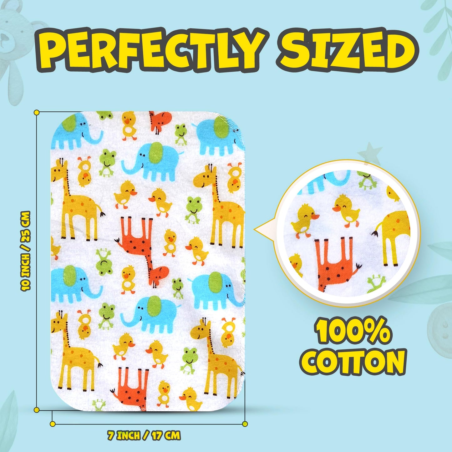 Baby Washcloth - 30 Pack Of Flannel Newborn Washcloths - 100% Cotton - Fun, Colorful Designs - Reusable - Washable - 7X10 Inch I