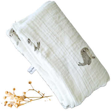 Snowy Hug Swaddle for New Born Baby 100% Soft Cotton Muslin | Lightweight, Breathable Multipurpose Muslin Blanket for new Born B