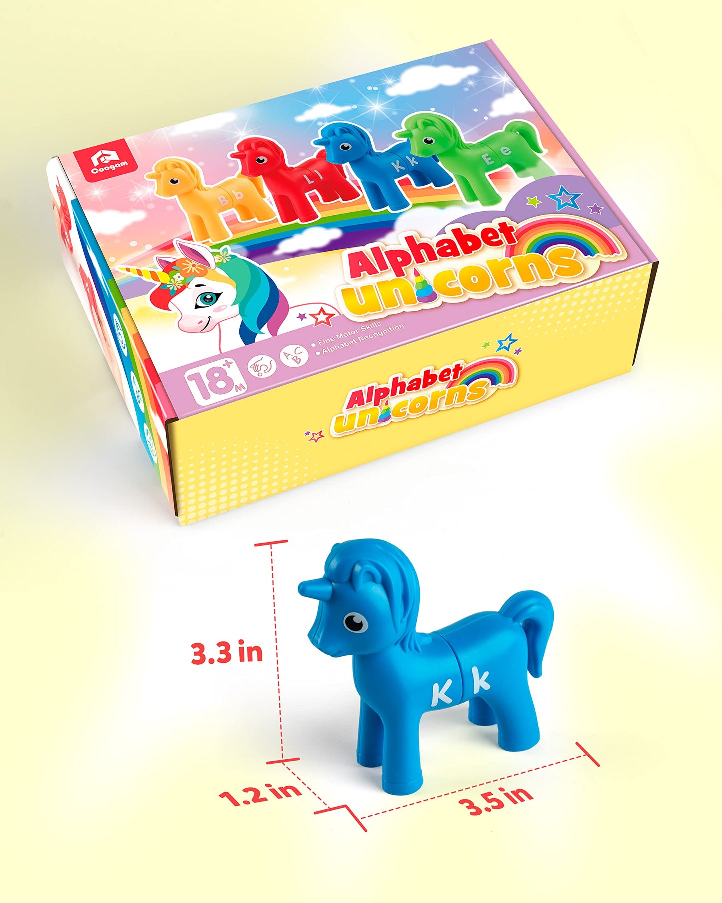 Coogam Unicorn Uppercase & Lowercase Letters Matching Game,13pcs Double-Sided ABC Letter Toys with 26 Alphabet Recognition Match