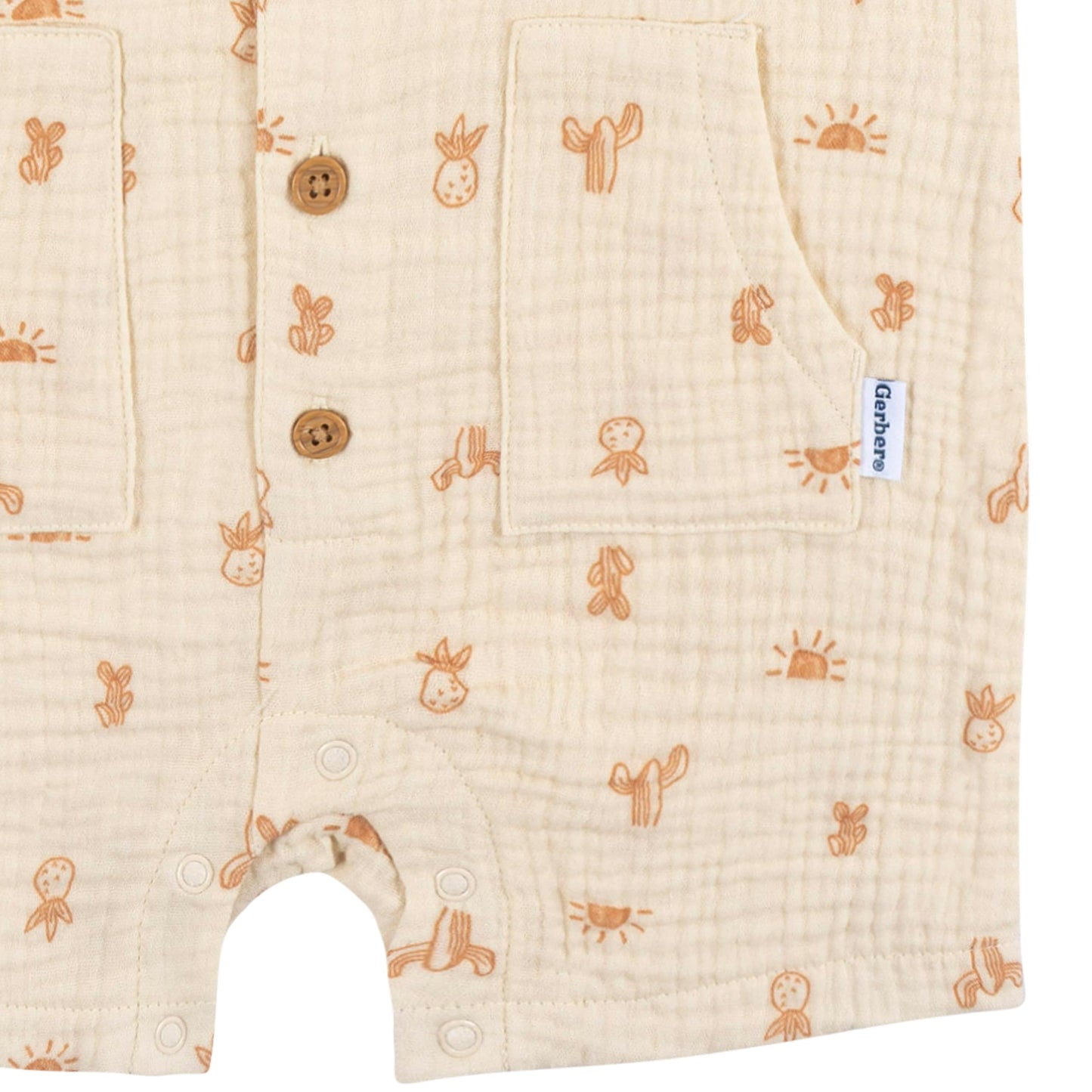 Gerber Baby Boys Hooded Cotton Romper, Desert, 3-6 Months