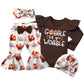Adifun Thanksgiving Baby Girl Outfit 0-3 Months My First Thanksgiving Brown Long Sleeve Top Turkey Pattern Flared Pants Headband