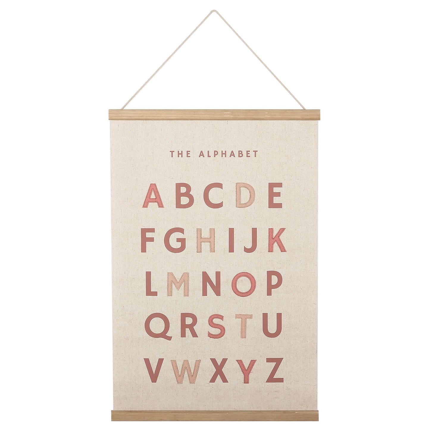 Bon Et Beau 1624 Inch Embroidered Alphabet Poster Framed With Wood Hanger - Dusty Pink Wall Decor For Girls Nursery, Bedroom, Pl