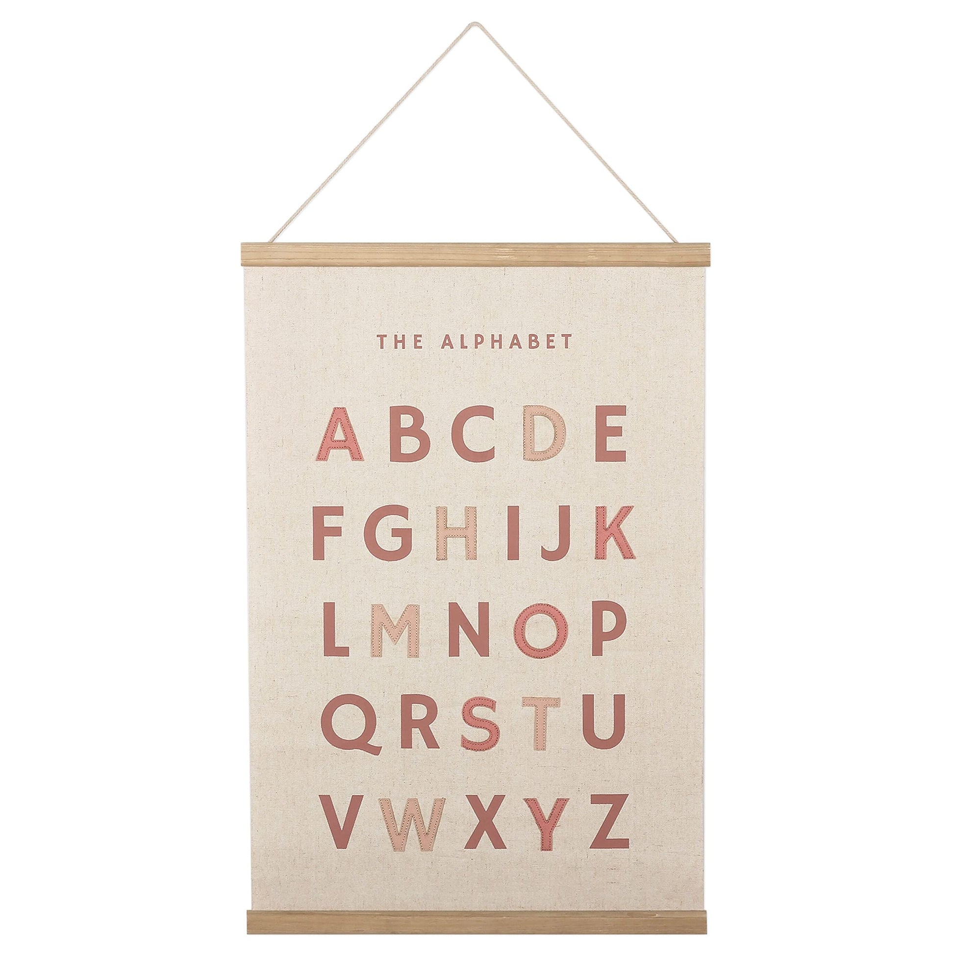 Bon Et Beau 1624 Inch Embroidered Alphabet Poster Framed With Wood Hanger - Dusty Pink Wall Decor For Girls Nursery, Bedroom, Pl