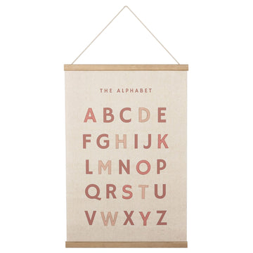 Bon Et Beau 1624 Inch Embroidered Alphabet Poster Framed With Wood Hanger - Dusty Pink Wall Decor For Girls Nursery, Bedroom, Pl