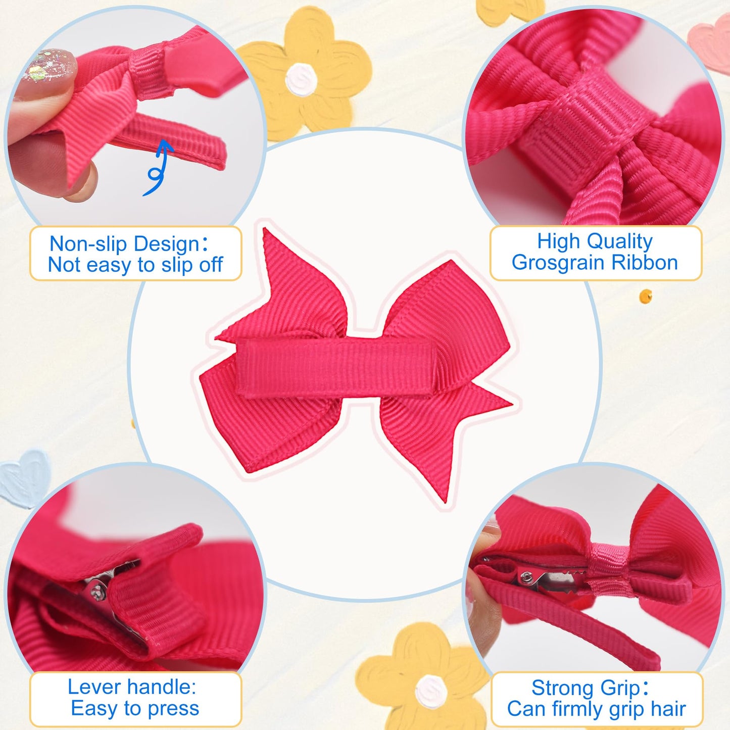 Hair Bows For Girls, 60Pcs 2' Fully Lined Alligator Hair Clips, Toddler Hair Accessories (30 Colors In Pairs)