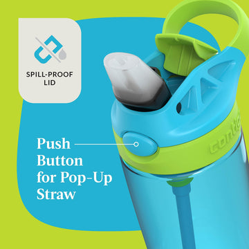 Contigo Kids 20Oz 2-Pack Aubrey Water Bottles With Cleanable Silicone Straw, Spill-Proof Lid, Dishwasher Safe, Blue Raspberry/Co