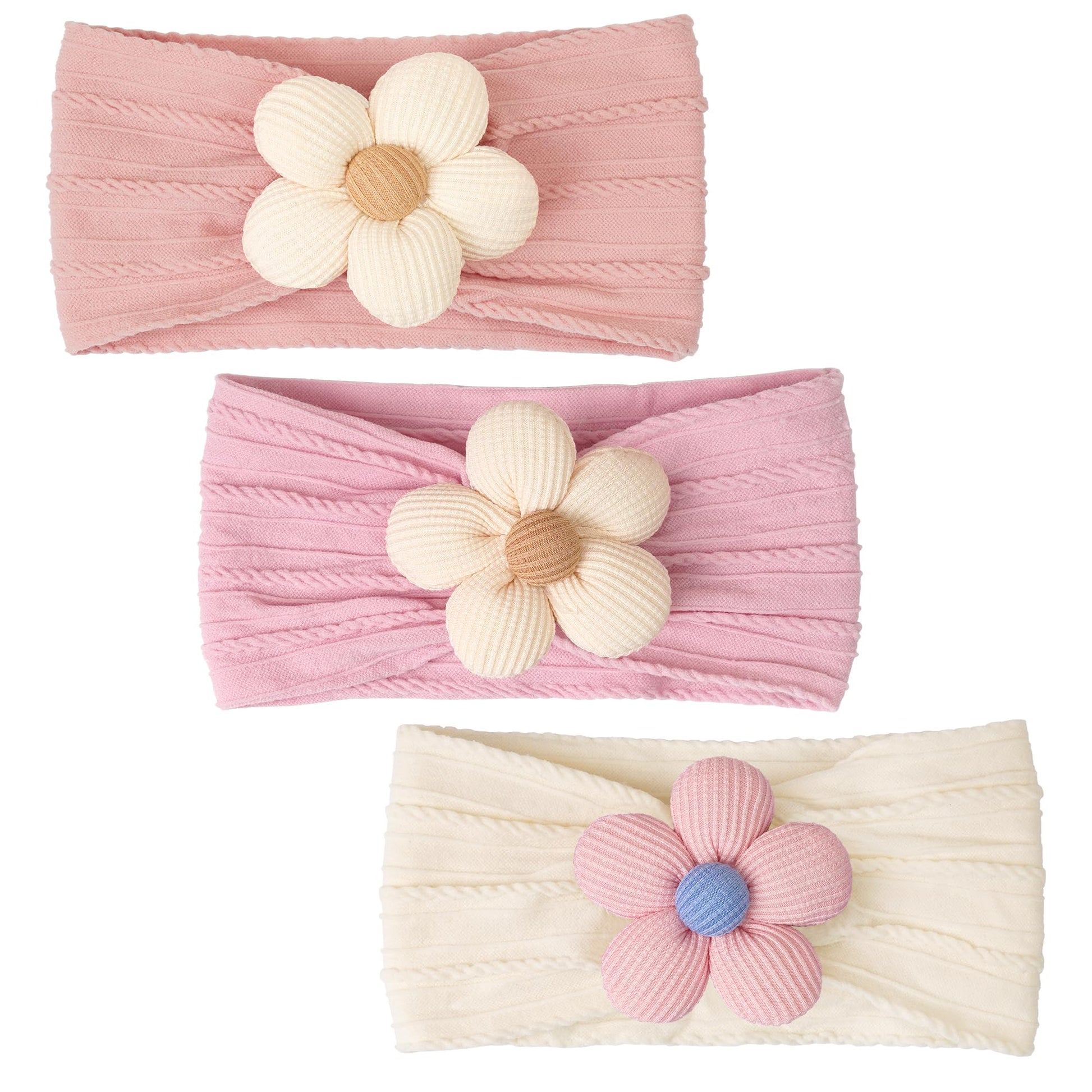 C  Llot 3 Pcs Baby Girl Headbands With Flower Nylon Headbands Soft Stretchy Headwear Hair Accessories For Newborn Infant Toddler